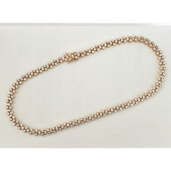 17" Gold Cubic Zirconia Braid Necklace - Picture 2 of 3